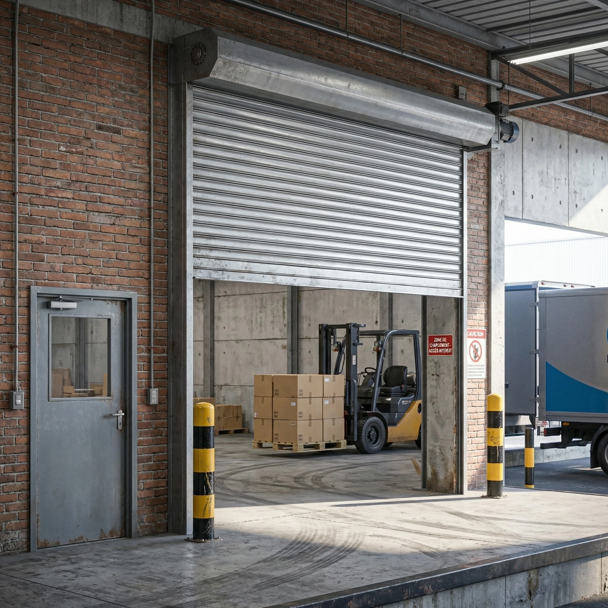 Rideau metallique lames pleines vs micro-perforees a Paris Rideau metallique industriel Paris - lames pleines et micro-perforees